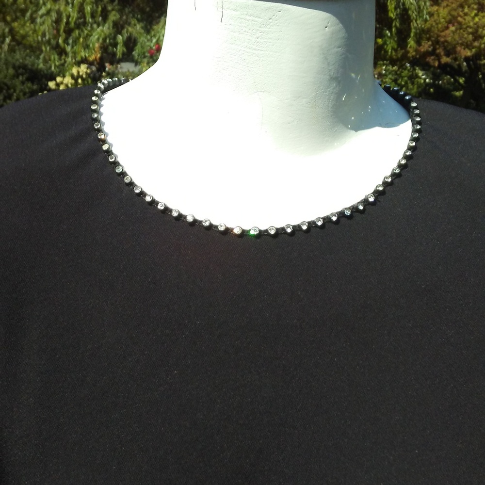 Papell Black and Rinestone Evening Gown